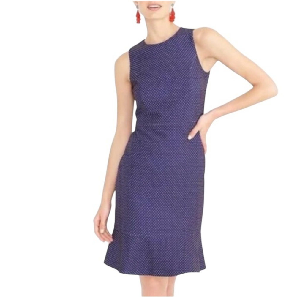 NWT J.CREW BLUE POLKA DOT SLEEVELESS FITTED DRESS SIZE 0